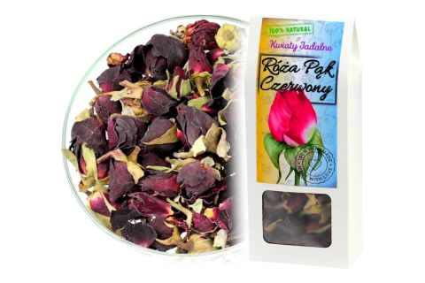 Kwiaty Jadalne RÓŻA PĄK CZERWONY (15g) Do Dekoracji, Naparów i Na Prezent